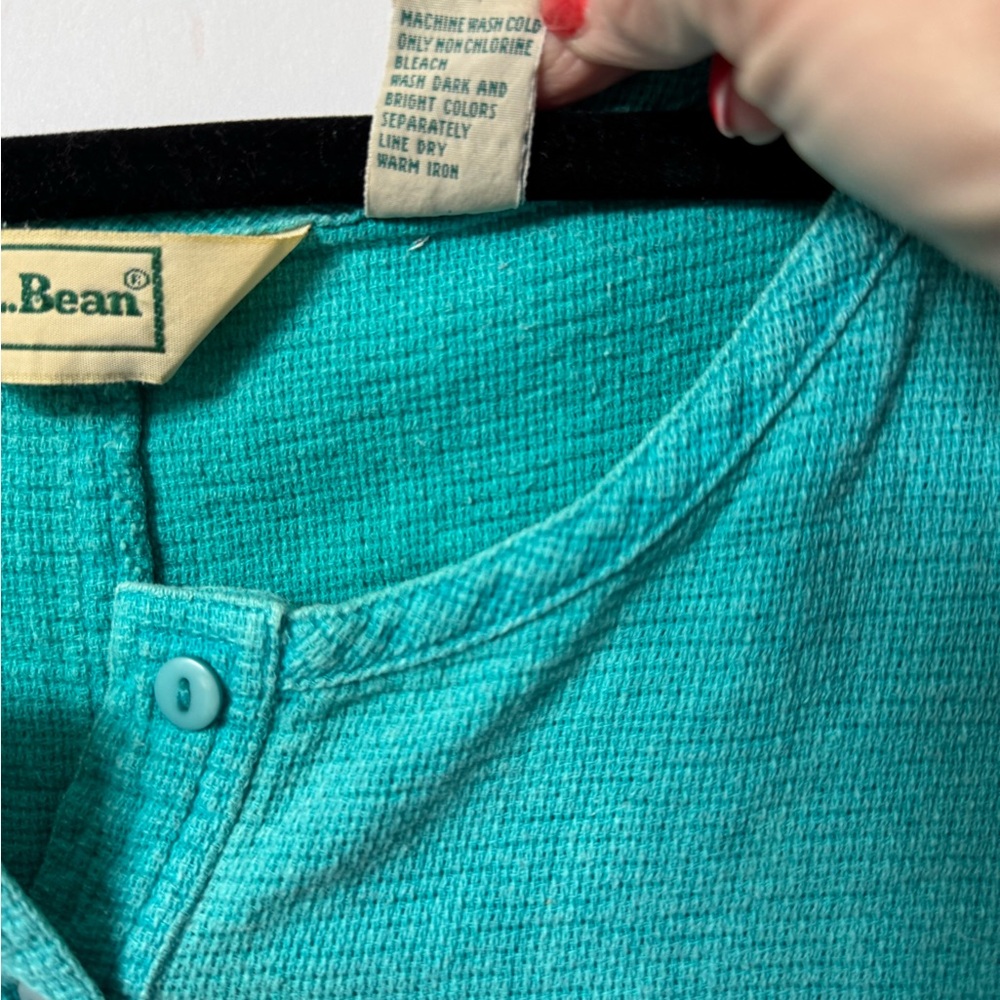 LL Bean, oversized tank, 20, aqua, boat neck w 2 button front, perfect condition - Picture 5 of 14